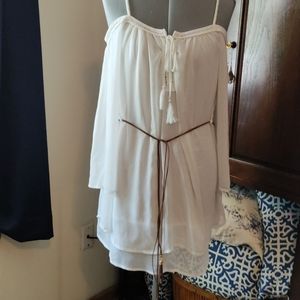 Purple Snow belted cream top size M